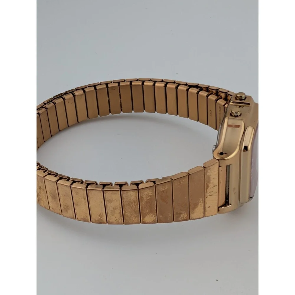 Timex Classic Mini Watch Women 27mm Case Digital Rose Gold Stretch Band- Working